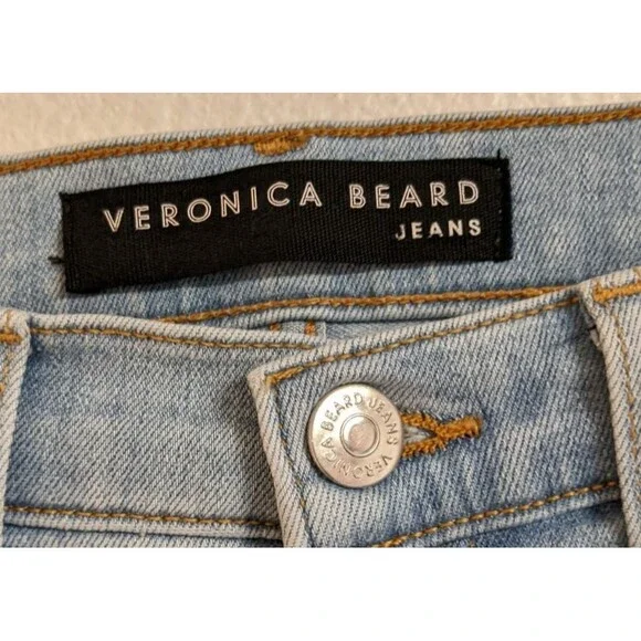 NEW~VERONICA BEARD Carly Kick Flare High Waisted Tuxedo Stripe Cropped Jeans 29 - Picture 10 of 16